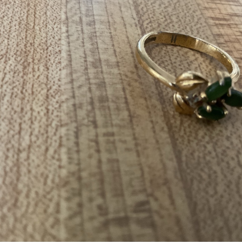 Elegant Gold Tone with Green Stones - Picture 3 of 4